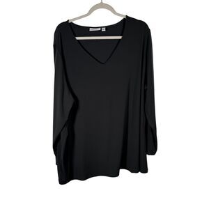 Susan Graver Grey Blouse Liquid Knit Slinky Work Office Career Womens Plus 3x